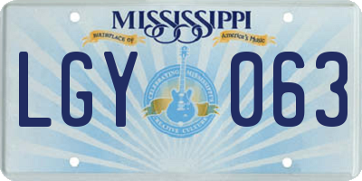 MS license plate LGY063