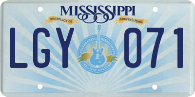 MS license plate LGY071