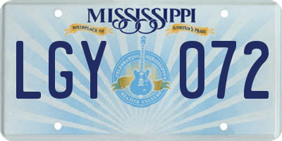 MS license plate LGY072