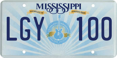 MS license plate LGY100