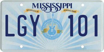 MS license plate LGY101