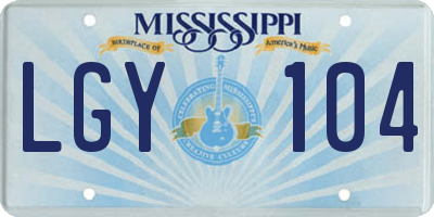 MS license plate LGY104