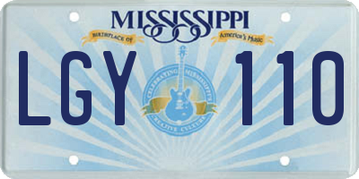 MS license plate LGY110