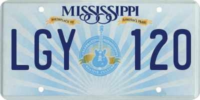 MS license plate LGY120