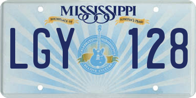 MS license plate LGY128
