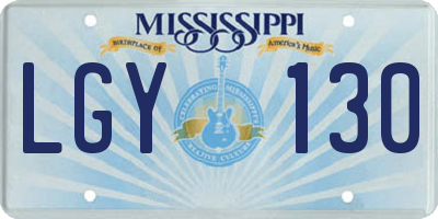 MS license plate LGY130