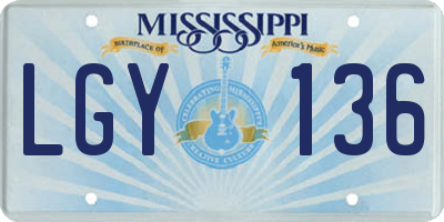 MS license plate LGY136