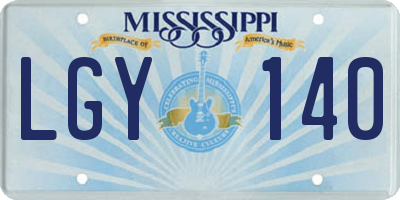 MS license plate LGY140