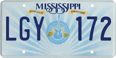 MS license plate LGY172