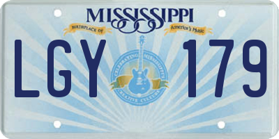 MS license plate LGY179
