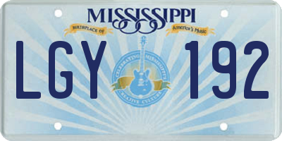 MS license plate LGY192