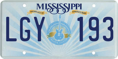 MS license plate LGY193