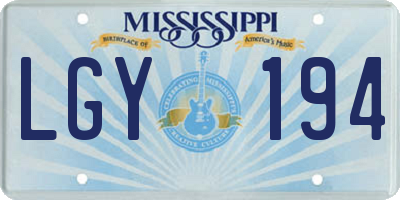 MS license plate LGY194