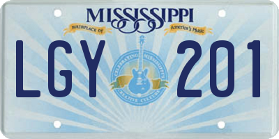 MS license plate LGY201