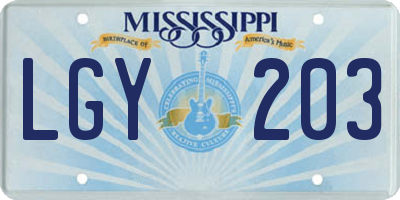 MS license plate LGY203