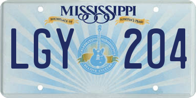MS license plate LGY204