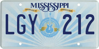 MS license plate LGY212