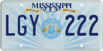 MS license plate LGY222