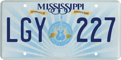 MS license plate LGY227
