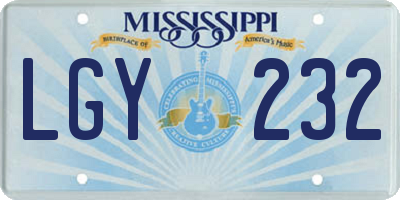MS license plate LGY232