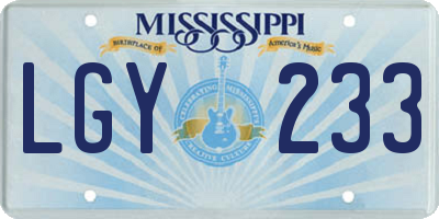 MS license plate LGY233