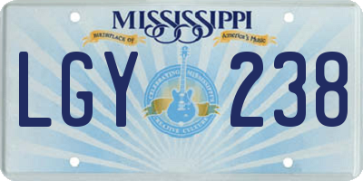 MS license plate LGY238