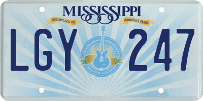 MS license plate LGY247