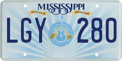 MS license plate LGY280