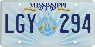 MS license plate LGY294