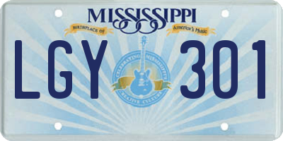 MS license plate LGY301