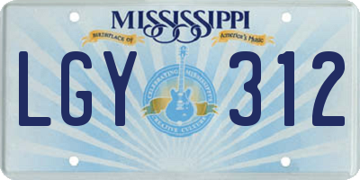 MS license plate LGY312