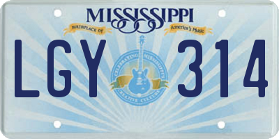 MS license plate LGY314