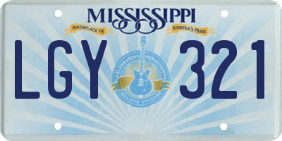 MS license plate LGY321