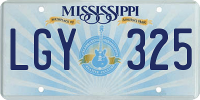 MS license plate LGY325