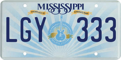 MS license plate LGY333