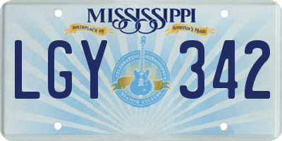 MS license plate LGY342