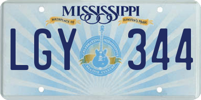 MS license plate LGY344