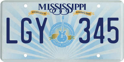 MS license plate LGY345