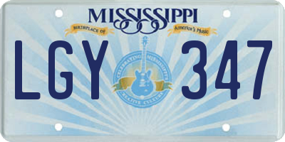 MS license plate LGY347