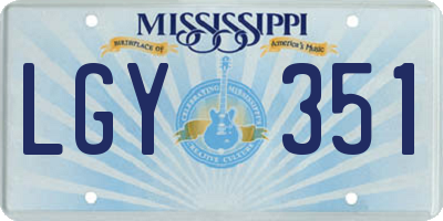 MS license plate LGY351