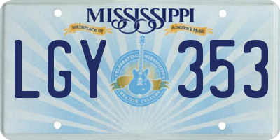 MS license plate LGY353