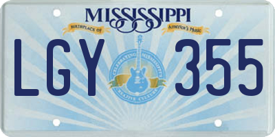 MS license plate LGY355