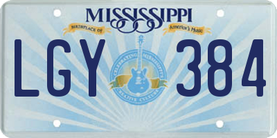 MS license plate LGY384
