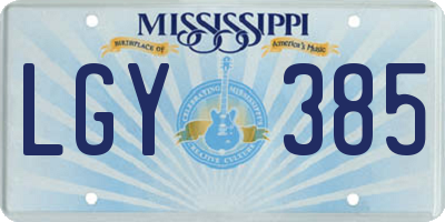 MS license plate LGY385