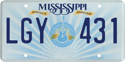 MS license plate LGY431