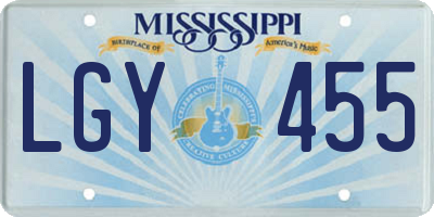 MS license plate LGY455