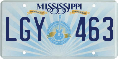 MS license plate LGY463