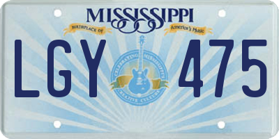 MS license plate LGY475