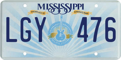MS license plate LGY476