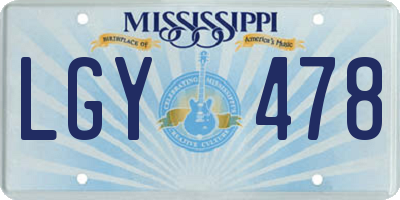 MS license plate LGY478